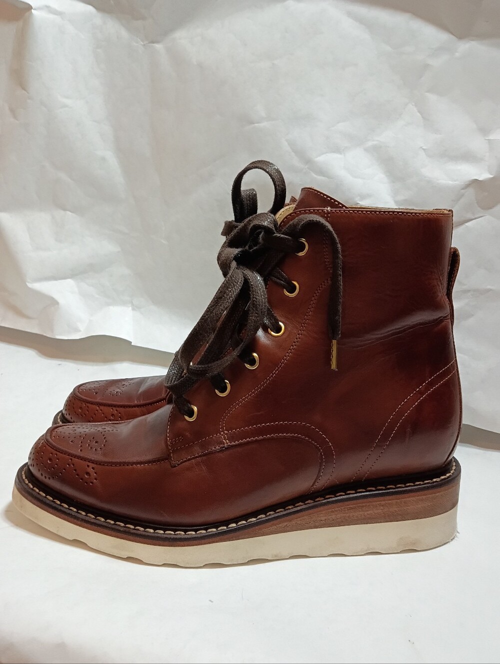 The Office of Angela Scott Mr. Ryan wedge chukka boots 38.brown leather lace up - Picture 14 of 15